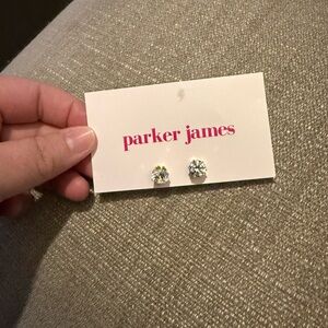 Sparkling Silver Stud Earrings with gold